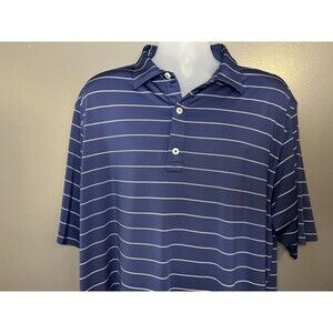 FootJoy Polo Shirt Mens 2XL Blue White Stripe Golf Performance Stretch Knit